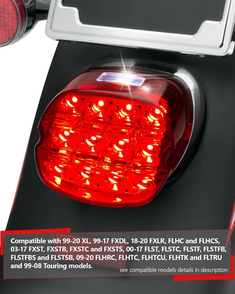 HAZAWA Tail Light Led Integrated Turn Signal Brake Running Light Low Profile Smoked Rear Light Compitable with Harley Sportster 883 1200 Dyna Road King Electra Glide (5Wire Smoke) - Image 2